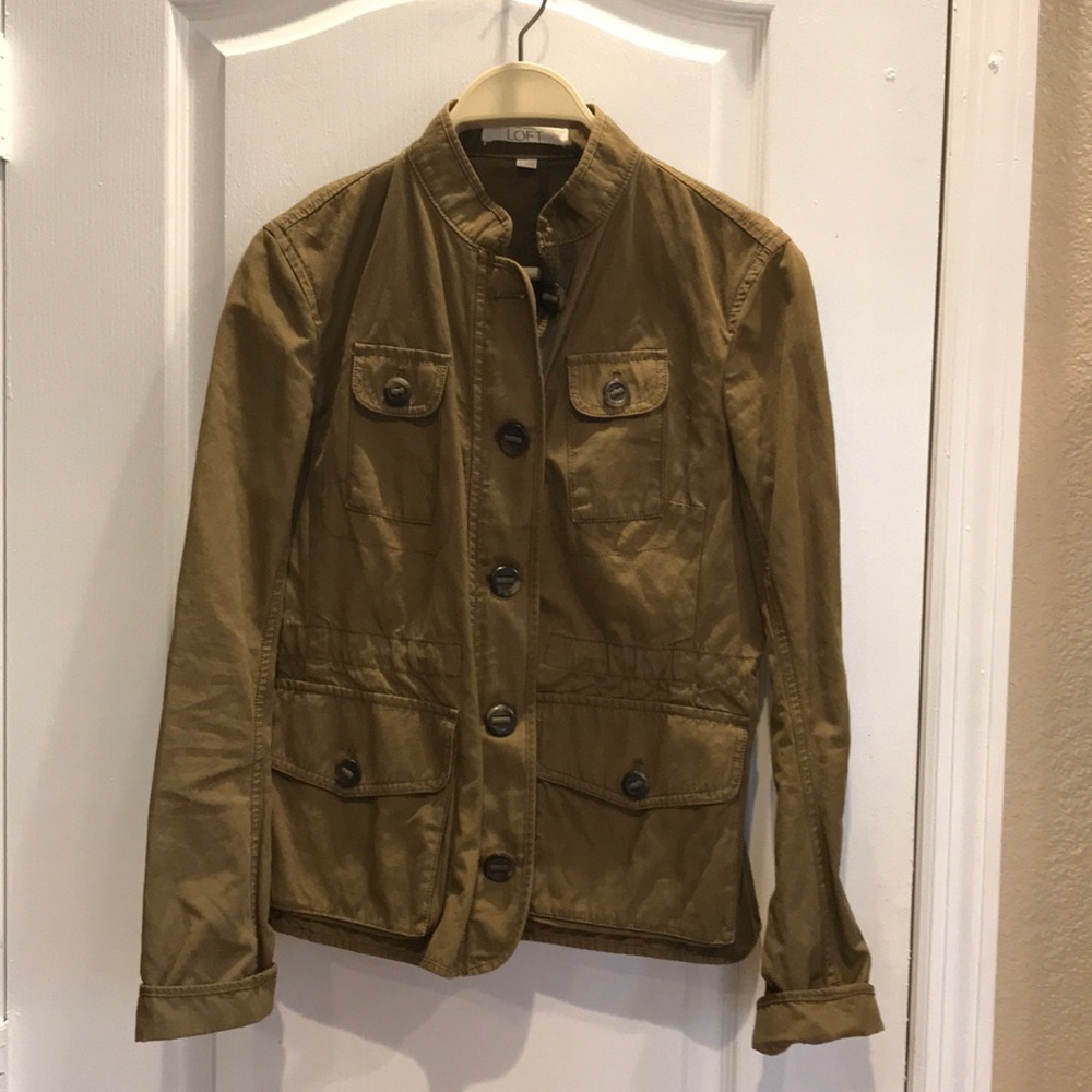 Ann Taylor Loft green military style jacket